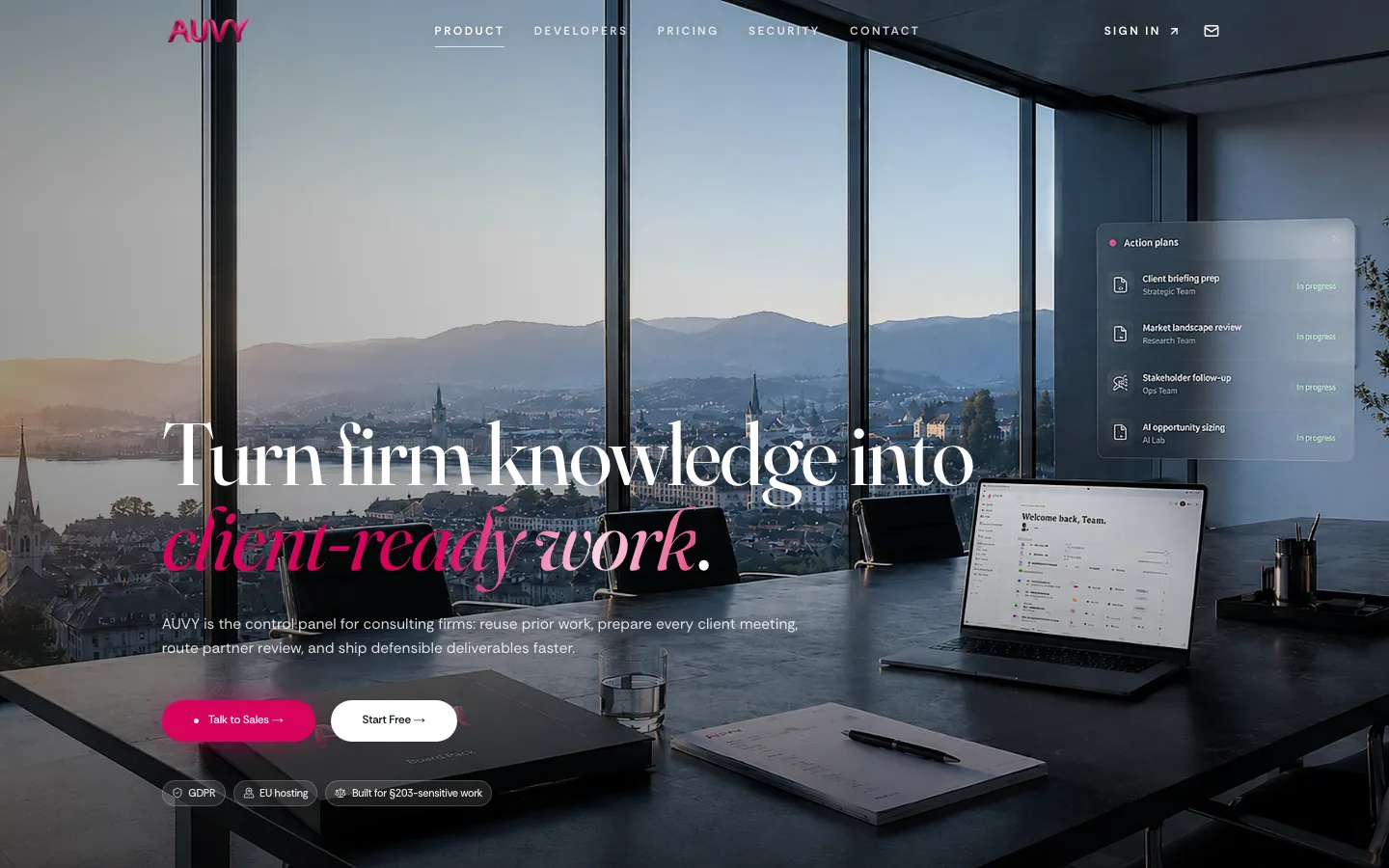 AUVY — guardrailed AI systems that keep running.