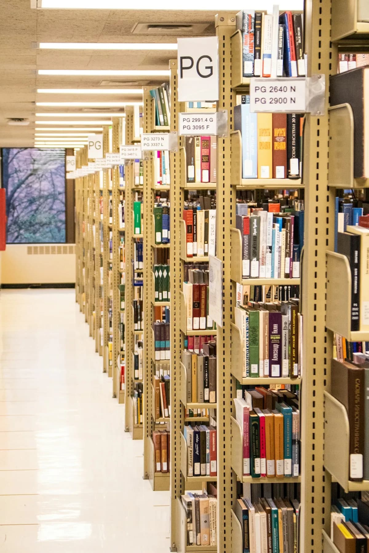 Universitätsbibliothek — Regale, Gang, Licht. Studium braucht einen Ort, der hält.
